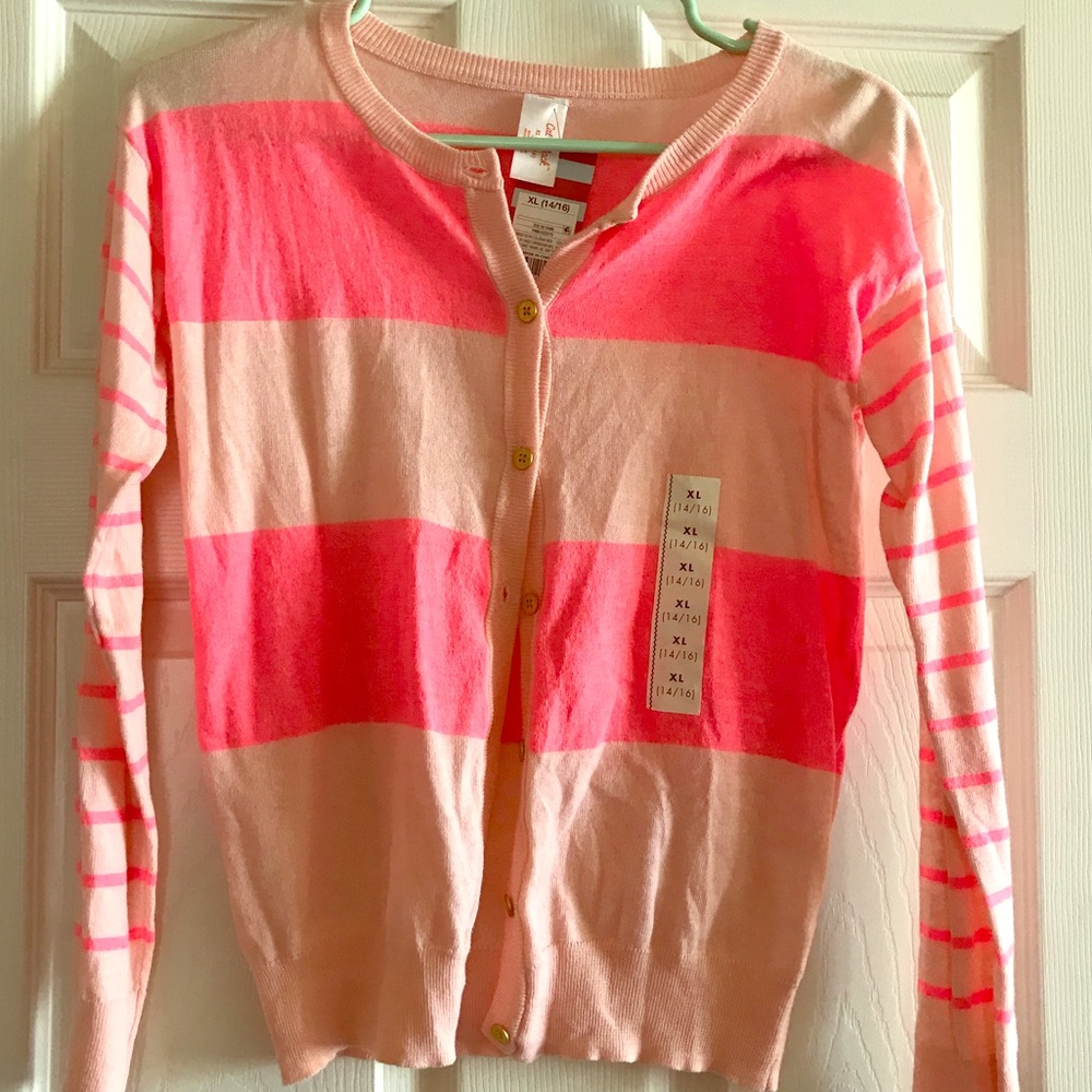 Cat & Jack pink striped cardigan. Size XL (14/16)
